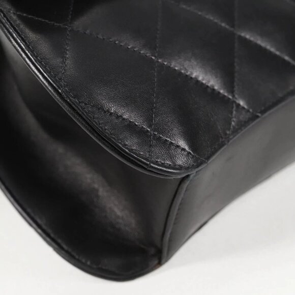 CHANEL Chain Hand Bag Lamb Skin Black Silver CC Auth 138566A - Picture 4 of 16